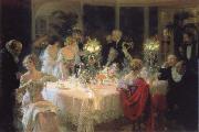 Jules-Alexandre Grun The end of the supper France oil painting artist